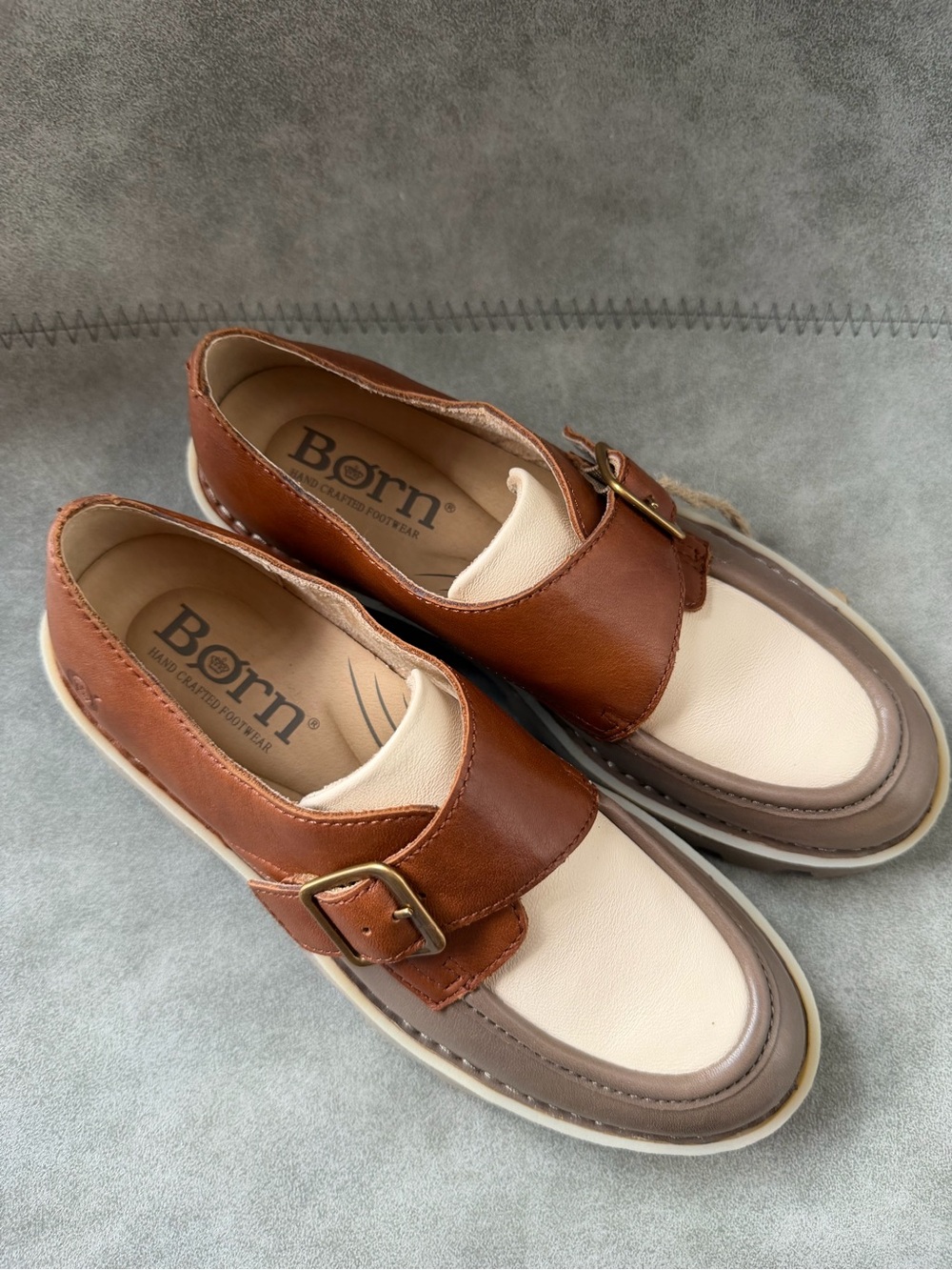 NWT Born Sammi Leather Monk Strap Lugged Platform Loafers Sz 6,5 - Picture 13 of 16